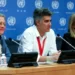 Press conference with SDG Fund and Pritzker Prize winner, Alejandro Aravena at the United Nations headquarters in New York, with Paloma Duran (left) and Martha Thorne (right).